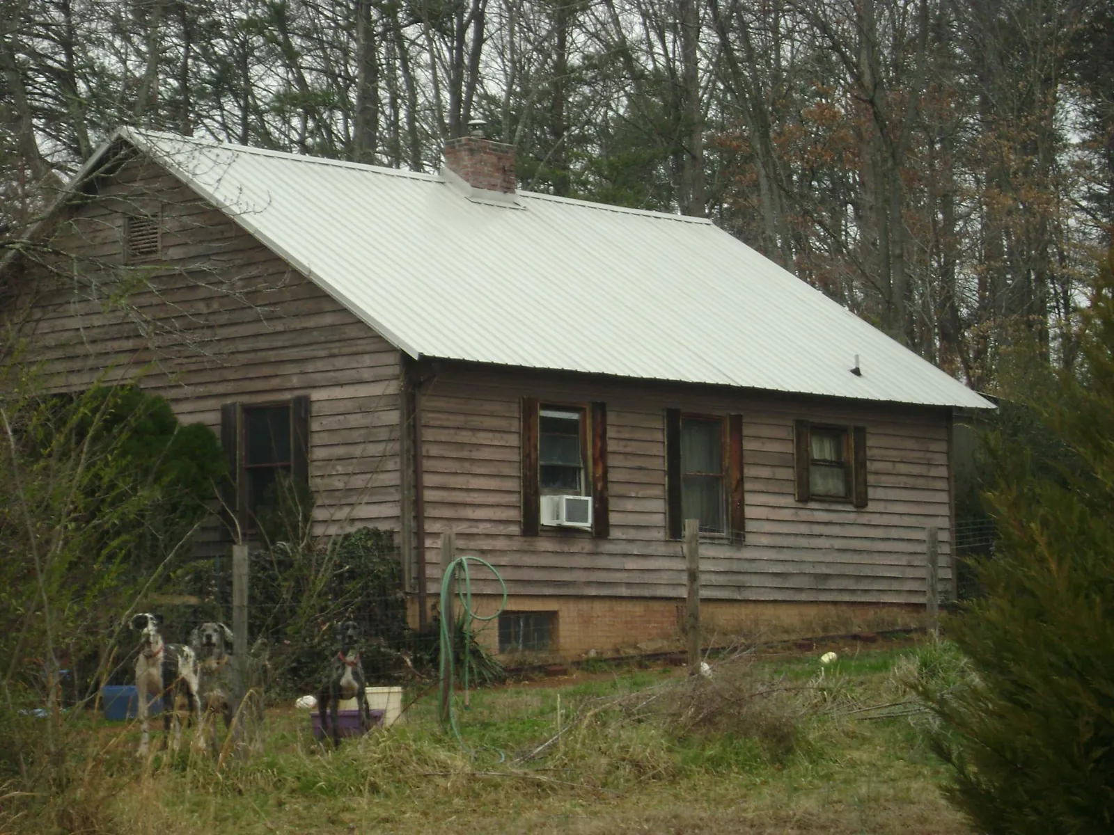 White metal roof on an old wood sided farmhouse, from a Asphalt Shingle Roof Repair job in Strafford